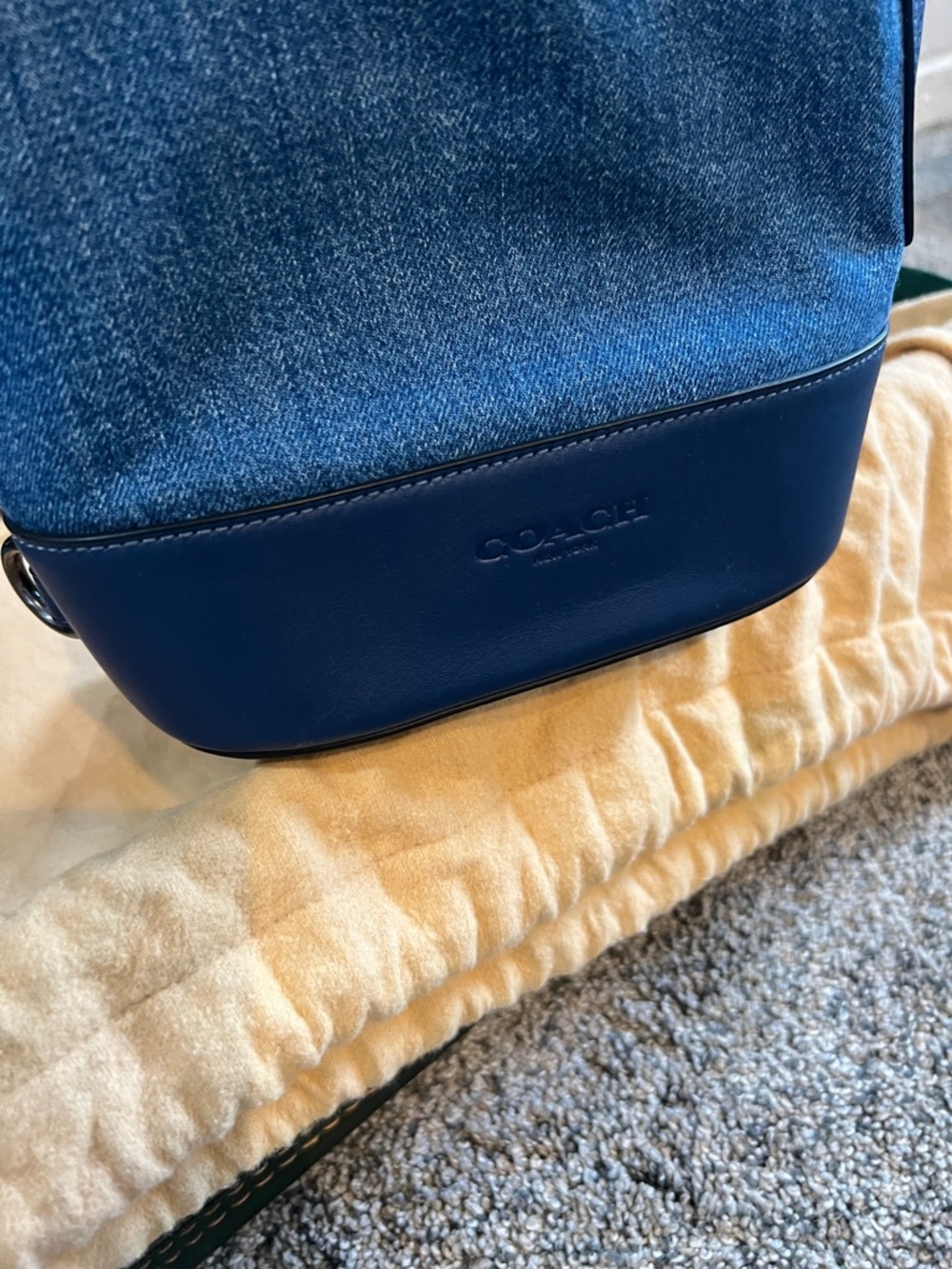 RARE Coach Purse (Crossbody Bag). Denim and Navy Leather Sling Belt Bag - Picture 3 of 14